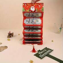 1pc Santa Claus Dollar Bill 10-Slot Red Envelope Gift Bag, Christmas Holiday Party, Gift Cash Money Box, Christmas Decoration, Christmas Party Favor, Holiday Party Gift - Multicolor - View 6