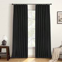 % Blackout Curtains Bedroom, 84 Inch Long Blackout Curtains, Clip Rings Linen Drapes, Thermal Insulated Room Darkening Living Room, 2 Panels - Beige, W50xL84, Bedroom Decor - Black - View 1