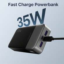 Portable Power Bank 20000mAh, 35W Portable Charger, Battery Pack Fast Charging, PD3.0 QC4.0 Phone Battery Pack With LED Display For Phone 16 15 14, Galaxy, Tablet, Switch, EtcoutdoorPower Display - Black - View 2