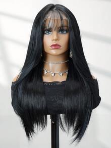 Peruci frontale din dantelă cu parte în T, 13*4*1, linie de păr pre-smulsă, sintetice, rezistente la căldură, păr drept, 22 de inci, negru, separare parțială, utilizare zilnică, calitate înaltă, pentru femei, aspect natural, peruci sintetice moi de bună calitate, potrivite pentru începători, peruci pentru femei, păr sexy, peruci drepte pentru femei, peruci de 22 de inci, peruci negre