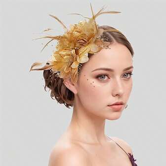 Women Fascinators Hats Cocktail Tea Party Headwear Cocktail Mesh Feathers Derby Hat Fancy Dress Party Hats, Hair Band, Hair Hoop