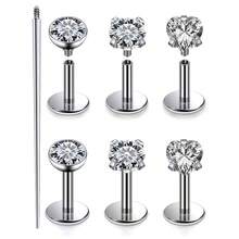 7 件套 16G 平背鼻环耳钉防过敏螺丝式耳屏耳轮软骨耳环耳钉穿孔饰品男女款耳钉 8 毫米