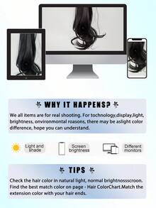 1 件合成马尾接发，耐热，自然波浪，迷你爪夹，适合所有年龄段，百搭造型 - 18 英寸（约 45 厘米）马尾发片，适合女性女孩派对角色扮演日常使用 - 彩色 - 查看 9