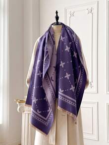 1 Stück Klee Jacquard gestrickter Schal, Faux Kaschmir weich warmer Schal für Frauen, eleganter vielseitiger Halstuch Schal für klimatisierte Räume, Herbst/Winter für Kleider