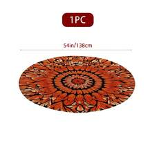 1/36 piezas Mantel redondo de 48 in/54 in con estampado digital de patrón retro y contraste bohemio, mantel elástico para protección, resistente a arañazos, adecuado para uso diario, interior/exterior, decoración del hogar, idea de regalo, camping, viaje