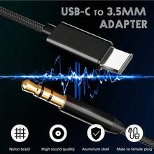 Type C 轉 3.5mm 車用耳機音訊數據線 AUX 尼龍編織高保真車用喇叭連接線，相容 iPhone 17 Pro Max/17 Pro/17/16/15，Type C 接口轉接耳機延長線 - 彩色 - 查看 4