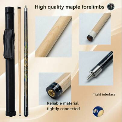 Taco de madeira de bordo multicamadas de 13 mm com padrão floral vibrante, adequado para sinuca americana, bilhar carambola e sinuca chinesa, design ergonômico para iniciantes, amadores e profissionais, portátil, presente perfeito para entusiastas de bilhar