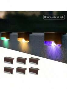 32 piezas Luces solares LED de jardín en negro/blanco/marrón, luces para escaleras para decoración exterior - Terraza, escalones, barandilla, pared, patio, jardín, escaleras, patio, valla y camino de entrada, control multicolor, adecuado para decoración del hogar y decoración de barandillas