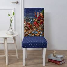 1/4/6/100pcs Christmas Print Stretch Chair Covers, Home/Hotel/Restaurant/Dining Chair Slipcovers, Cartoon Holiday Decor - Multicolor - View 8