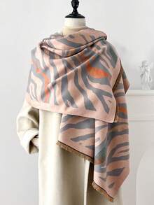 FADZOYLE 1 Peça Lenço/Xale Jacquard Listrado de Tigre Colorido, Adequado para Mulheres em Todas as Estações, Extra Longo e Luxuoso para Manter o Calor no Outono/Inverno, Minimalista Elegante, Aquecedor de Pescoço Multiuso, Adequado para Escritório, Uso Externo, Uso Diário, Casamento, Acessório de Festa, Pode Ser Combinado com Roupas Formais - Multicolorido - Visão 4