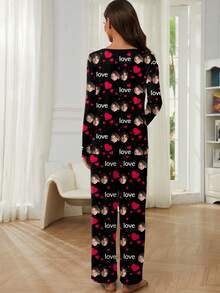 Ensemble de pyjama personnalisé pour femmes grandes tailles, photo de gros plan unique, remplacement du visage du couple, ambiance de vacances, hiver