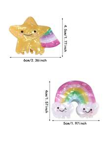 1/2 piezas Pinzas para el cabello de acrílico con diseño lindo de estrella, nube y arcoíris, pinzas personalizadas para coleta, adecuadas para uso al aire libre, fiestas, festivales, San Valentín, Acción de Gracias, Navidad, cumpleaños - Mejor regalo de accesorios para el cabello de clip elegante para mujer para vacaciones