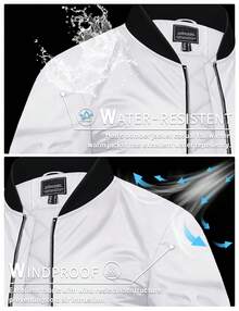 KEFITEVD Men's Bomber Jackets Casual Fall Winter Warm Windbreaker Full Zip Windproof Outwear Padded Lined Coats - 白色 - 查看 4