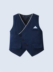 BOARNSEORL Baby Boys 3-Piece Gentleman Outfit - Long Sleeve Shirt, Vest With Bow Tie, And Pants, Fashionable And Dapper For Birthday Party, Christmas Party, Wedding, Baby Shower, Anniversary - Navy Blue - View 5