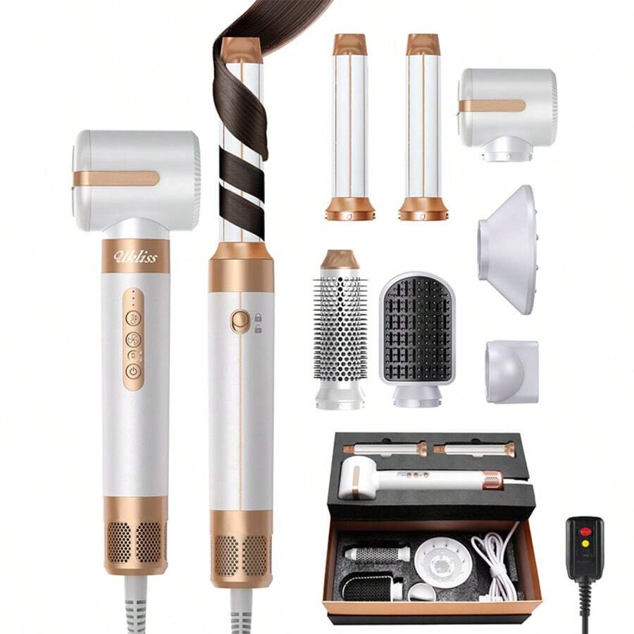 UKLISS Air Style 7-In-1 Upgraded Version 110,000 RPM Hair Dryer Brush Styling Brush (Quick Dry For Wet Hair), Round Brush, Straightening Brush, Curling Brush, Automatic Hair Curling Iron, Hair Dryer Diffuser, Multifunctional Family All-In-One Christmas Gift - 查看 1
