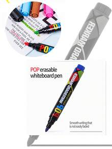 1pc 12 Colors/8 Colors Whiteboard Marker Pens, Large Capacity Refillable, Broad & Round Tip, For Teachers, Students, Drawing Boards, Writing