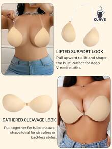 1 Peça Sutiã Adesivo Push-Up Invisível - Almofadas de Silicone Sem Alça com Alça Transparente Destacável para Vestidos Sem Costas e Vestidos de Noiva
