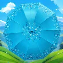 1 pieza Paraguas plegable ligero y portátil, impermeable, con 10 varillas y patrón floral, con excelente protección UV, paraguas casual ligero y portátil para hombres y mujeres, selección de primavera y verano, regalos para damas de honor, decoración de habitación, dormitorio, playa, viaje, para hombres, para mujeres, vacaciones - Multicolor - Ver 2