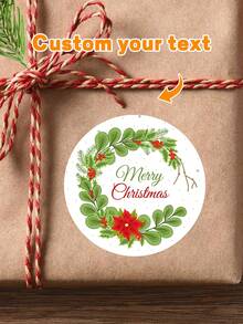 24pcs Customized Christmas Text Round Stickers, Personalized Holiday Candy Gift Bags And Envelope Labels, Customized Text Stickers, Customized 5*5cm Round Stickers, Customized Christmas Gift Packaging Labels, Specially Designed Cute & Romantic Christmas Wreath, Berry Scene Combination, Various Pattern Stickers For You To Choose, Suitable For Personalized Merry Christmas Labels - Multicolor - View 17