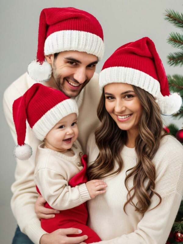 One Set Of Parent-Child Style Christmas Hats! Adult And Kid Santa Hats - The Perfect Choice For Christmas And New Year Family Parties! Home Decor Christmas Decorations Room Decor Winter