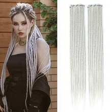 DZfirst 1/4 Pack (10/40 Strands) Fine 0.6cm Handmade Hip Hop Style Dreadlock Extensions, Light Gray, 18-36 Inches, Heat Resistant Synthetic Hair, Pre-Stretched Extensions, Braiding Hair - Light Grey - View 19