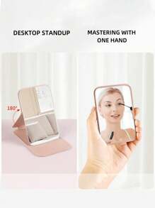 1 szt. Nowe, przenośne, składane, miniaturowe lusterko do makijażu ze skóry PU, kompaktowy kwadratowy kształt, podstawka na stół, idealne do codziennego użytku, niezbędne w akademiku, elegancki prezent, dedykowane damskie lusterko do makijażu, łatwe do przenoszenia, minimalistyczny styl, praktyczne i stylowe., makijaż, tanie, wystrój pokoju, toaletka, podróże, sypialnia, akcesoria do makijażu, lustro, lusterko kosmetyczne, mini lusterko, kompaktowe lusterko, małe lusterko, lusterko ręczne