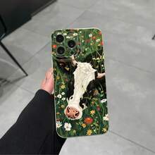 Funda protectora blanca mate a prueba de caídas y golpes con diseño lindo de vaca, apta para iPhone 11, 12, 13, 14, 15, 16 Pro Max, XS, XR, X, 7, 8 Plus, Mini, SE, puede ser un regalo para amigos hombres o mujeres