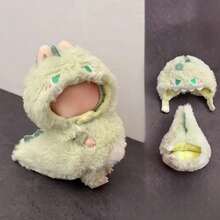 Ropa de muñeca de 17 cm, compatible con Labubu, ropa de muñeca con forma de animal, diseños de tiburón, camarón frito, dinosaurio, cucaracha y abeja, accesorios de ropa y atuendos para muñecas de 6.7 pulgadas, ropa de vestir esponjosa para muñecas (sin muñeca)