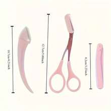 3-In-1 Eyebrow Trimmer Set Stainless Steel Curved Eyebrow Trimmer Eyebrow Trimmer With Comb Beauty Tools For Beginners Suitable For Any Skin Type Hair Removal Accessories Unisex,Eyebrow Clippers/Crescent Shaped Eyebrow Trimmer,  Novice Eyebrow Scraper, Male/Female Exclusive Set - 粉紅色-3件套 - 查看 8