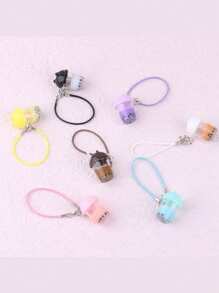 1-Piece Mini Bubble Milk Tea Keychain Cute PVC Pendant, Backpack Pendant, Car Pendant, Friend Gift, Holiday Gift, Creative Backpack Key Chain, Simulated Post-Meal Bubble Milk Tea Cup, Cat Ear Straw Cup, Self-Made Cream Glue Keychain Pendant, Accessory, Suitable For University Campus And Commuting Fun, Korean Style Personalized And Cute Style, Campus Graduation Season Gift