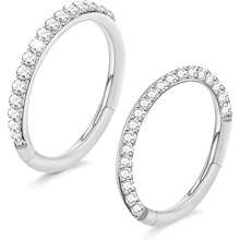 Clear CZ Nose Rings Hoop - 316L Stainless Steel CZ Body Piercing Hoop Clicker 20G/18G/16G Hypoallergenic Earrings Jewelry For Cartilage Helix Rook Tragus Conch Lobe Daith Snug Belly Button Ring With Cubic Zirconia 6mm/7mm/8mm//10mm/12mm - Gold - Antique Silver - View 11