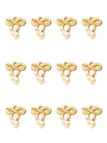 12pcs Vintage Zinc Alloy Electroplated 3D Bowknot Pendant Earrings, Necklace, Hair Accessories, Keychain, Bag Buckle, DIY Jewelry Making Supplies