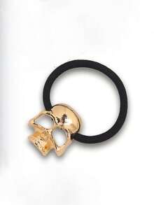 1pc Gothic Skull Metal Hair Tie, Elegant Design, Suitable For Halloween Cosplay And Party, Gift, Ponytail Holders, Hair Elastics, Hair Rubber Bands, Scrunchies, Elastic Hair Tie, Autumn Outfits