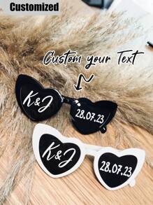 Personalized Custom Name Fashion Bridal Fashion Glasses, Unique Bridesmaid Gifts, Bachelorette Party Gifts, Custom Heart Shaped Bridesmaid Fashion Glasses, Wedding Gifts, Heart Shaped Glasses Candy Color Frameless Fun Heart Shaped Glasses For Women Men Party Gifts, Stylish, Fashionable, High Quality, Modern - Multicolor - View 4