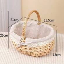 1pc Picnic Basket, Outdoor Picnic BasketSpring Outing Essential Storage Basket,Double Handle Picnic Basket, Snack FruitStorage Basket, Used For Living RoomDesktop Storage,Bedroom DecorationStorage,Classroom Office Storage, KitchenVegetable Food Storage, Tableware Storage - Multicolor - View 12