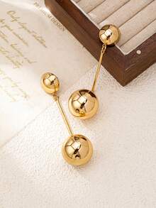 1 Pair European & American Fashion Glossy Ball Pendant Earrings, Elegant Design Stud Earrings, Versatile Jewelry For Women