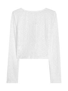 2026春秋新款系带休闲女式纹理长袖纽扣开衫 - 白色 - 查看 6