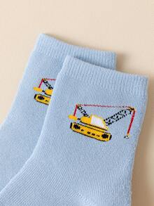 5 đôi tất cổ cao cho bé trai, hình xe hơi hoạt hình, máy xúc, cần cẩu, họa tiết sọc, lớp lót nhung, thích hợp mặc hàng ngày, làm quà tặng, dễ thương, thời trang, đơn giản, thích hợp cho học sinh, ấm áp, mùa thu/đông - Nhiều màu - Xem 11
