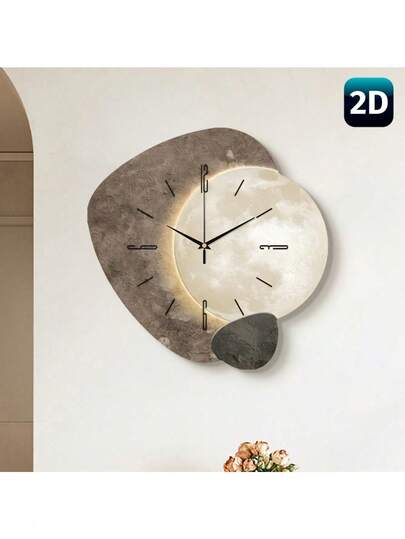 1pc Moderne Luxe Silent Wand Clock, No Lighting, Powered By Quartz Movement, Asymmetrical Wooden Battery Operated (Batteries Not Included), Home, Kitchen, Bedroom, Cafe, Music Room Friends view 8