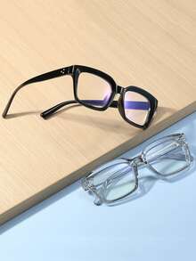 7 szt. europejskich i amerykańskich okularów przeciwsłonecznych blokujących niebieskie światło, kwadratowe, z przezroczystymi soczewkami, nowe minimalistyczne oprawki do okularów w stylu ulicznym