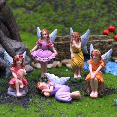 5 件/4 件/3 件/1 件微型仙女装饰小雕像，树脂工艺品，适用于花盆、花园、植物景观、天使饰品，是送给朋友的完美礼物