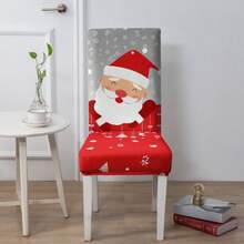 1/4/6pcs Christmas Print Stretch Dining Chair Covers, Cartoon Holiday Decor Dust-Proof Full Chair Slipcovers Home Decor Christmas Decorations Room Decor Christmas Decorations Home - Multicolor - View 10