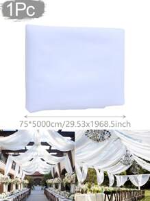 1pc 393 Inch White Sheer Voile Fabric, Long Solid Color Curtain, Multi-Purpose Party Backdrop Fabric, Suitable For Wedding Arch, Home Decor, Birthday/Wedding Party Room Backdrop, Ceremony Background, Dining Table Decor, Tablecloth, Photography Props, Solid Color Sheer, Christmas Decor, Christmas Room Decoration, Etc. - White - View 19