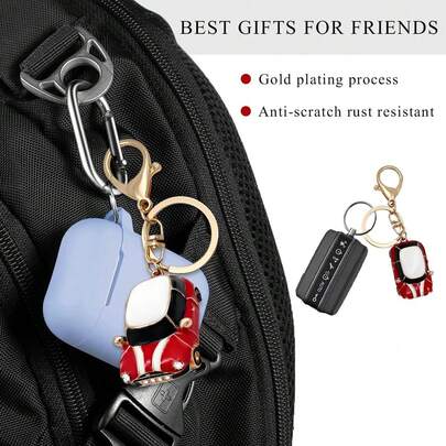 3D Cute Beetle Car Keychain With Rhinestone Detail, Metal Miniature Car Model Keyring, Perfect Car Accessories Gift For Auto Enthusiast, Stylish Decorative Charm