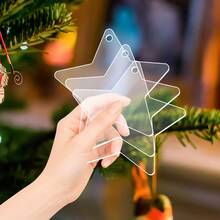 10pcs Clear Acrylic Christmas Ornaments, Blank Acrylic Decoration For Carving DIY Projects And Art Crafts, Holiday Decoration Hanging Ornaments,Christmas Decor