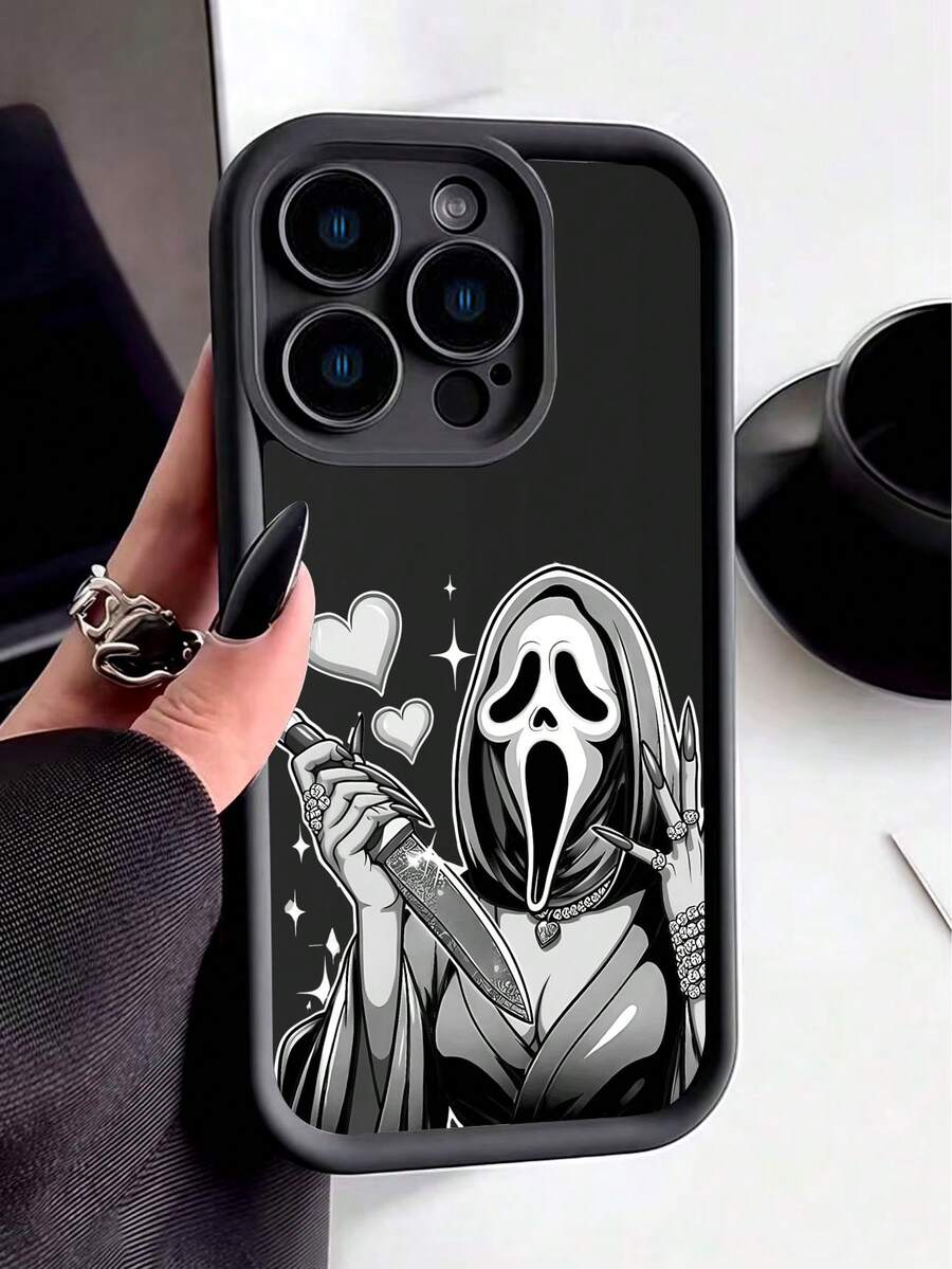 1 件极简主义骷髅与鬼脸柔软 TPU 手机壳适用于 Apple 17 Air/17 Pro Max、16 Pro Max/16 Pro/16/13 Pro Max/12 Pro Max 11、15 Pro Max、14 Pro Max 和 Galaxy、Honor、Note 13 Pro、S23 Ultra、S24 Ultra、S25、A56