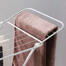 1 szt. suszarka do ubrań, składana suszarka domowa z podwójnymi skrzydłami, wolnostojąca duża suszarka do prania z regulowanymi skrzydłami, 12 drążków do suszenia, klipsy do skarpet, suszarka na koce, stojak do przechowywania, minimalistyczny, oszczędzający miejsce, biały