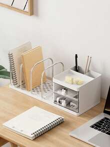 1pc Desktop Book Stand Storage Box With Large Capacity – Multifunctional File Organizer For Office, Study, And Home; Versatile Book Holder, Paper Tray And Document Sorter For Desk, Bookshelf, Drawer, And Inbox; Sturdy, Space-Saving, Non-Slip Construction; Easy Access, Neat Organization, Color-Neutral Design For Students And Professionals; Compact Footprint, Daily Use, Flexible Angles And Easy Labeling-Ready Surfaces For Quick Item Retrieval - Multicolor - View 7