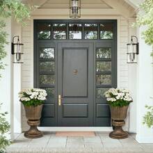 2 PCS 20" Urn Planters For Outdoor Plants, Large Decorative Front Porch Planters, Weatherproof Tall Plastic Flower Pots For Garden, Patio & Entryway Décor - 黃銅 - 查看 7