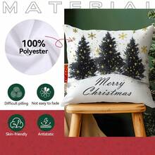 1 Stück/4 Stücke Schwarz & Weiß Weihnachtsbaum & Schneeflocken Muster Kissenbezug, einseitig bedruckter Kissenbezug, geeignet für Wohnzimmer, Schlafzimmer, Heimdekoration, ganzjährig